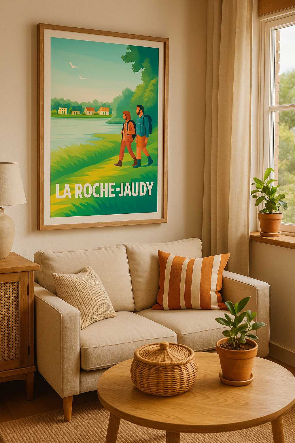 Affiche La Roche-Jaudy — Promenade au bord de l'eau · poster d'art de La Roche-Jaudy