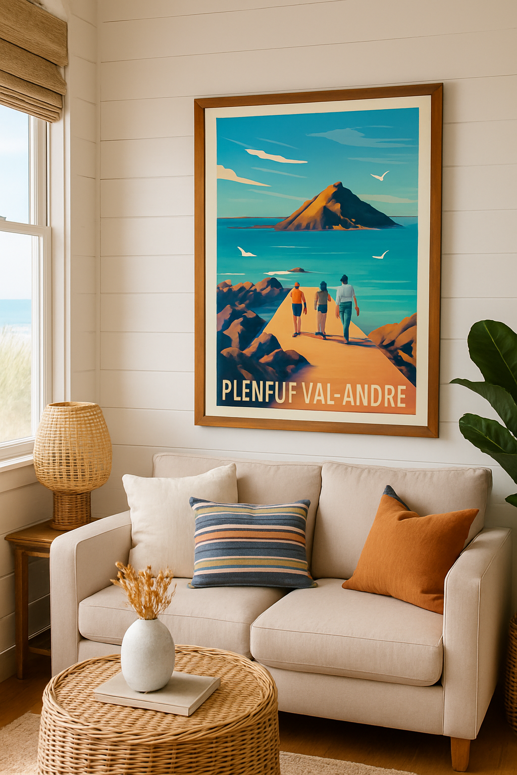 Côtes-d'Armor France Affiche de Pléneuf-Val-André - Évasion en bord de mer