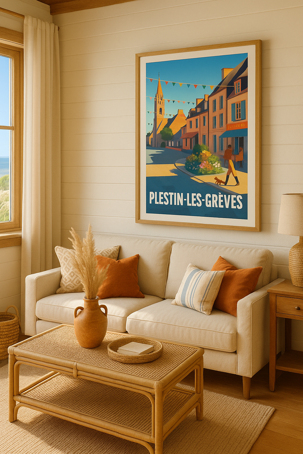 Affiche Plestin-les-Grèves — Charme breton au fil des rues · poster d'art de Plestin-les-Grèves