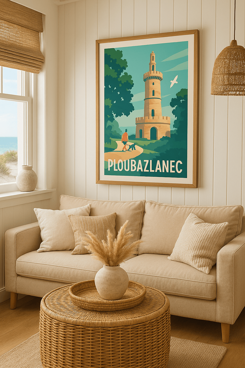 Côtes-d'Armor France Affiche de Ploubazlanec - Promenade au phare emblématique