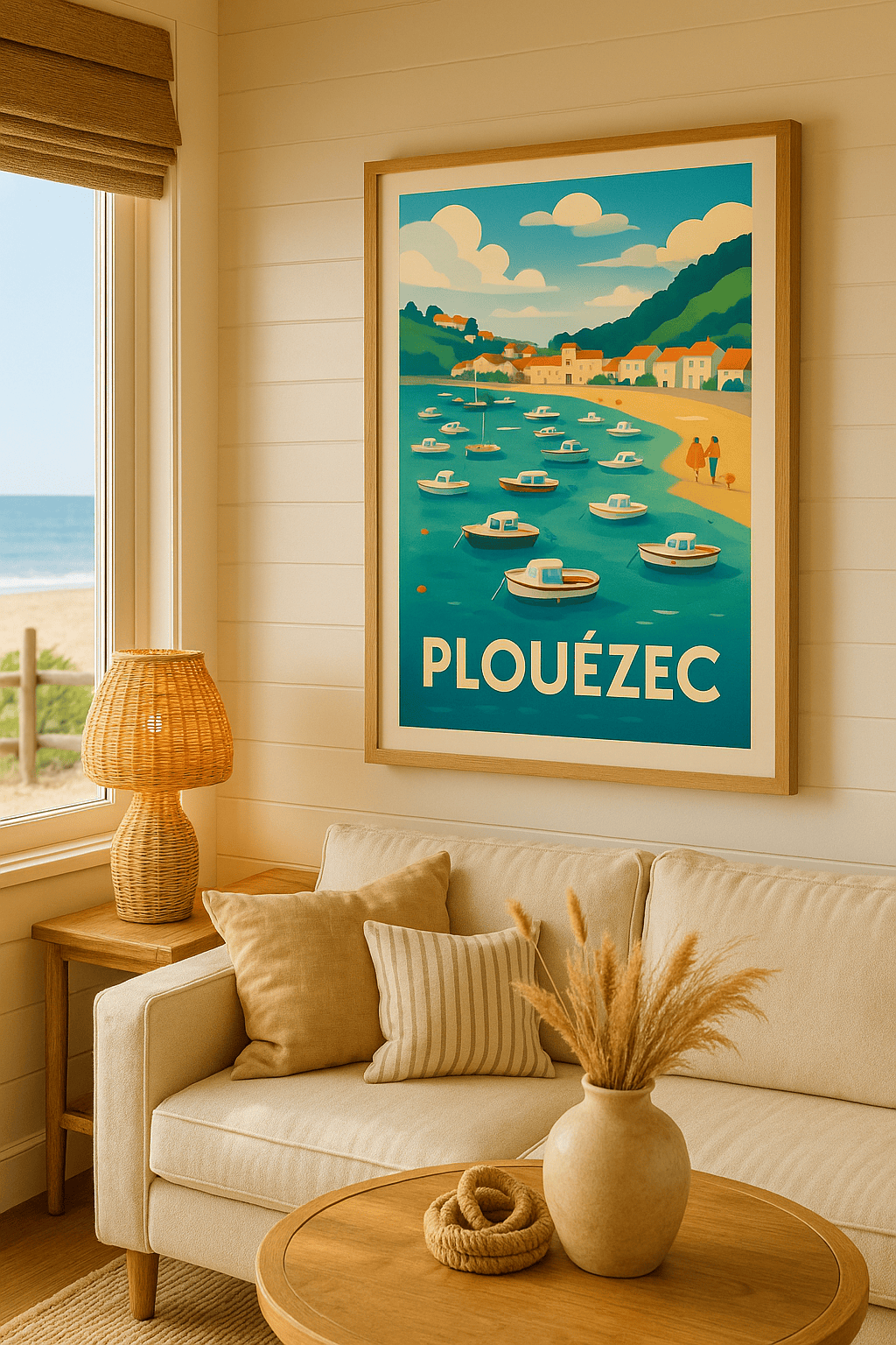 Côtes-d'Armor France Affiche de Plouézec - Le charme paisible de la côte bretonne