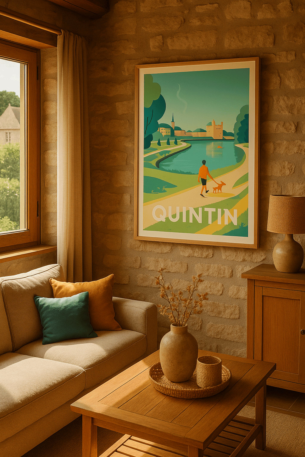 Côtes-d'Armor France Affiche de Quintin - Sérénité au bord de l'eau