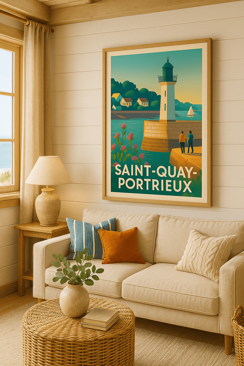 Côtes-d'Armor France Affiche de Saint-Quay-Portrieux - Escapade au phare et bord de mer