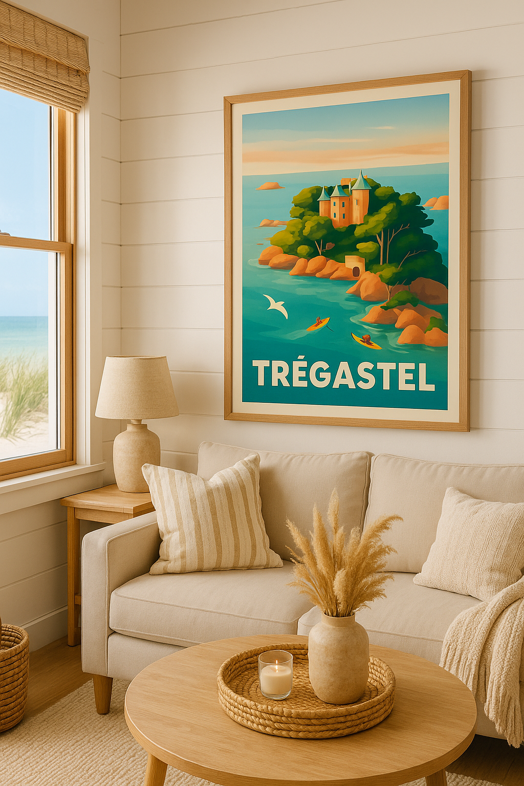 Affiche Trégastel — Évasion iodée et château romantique · poster d'art de Trégastel