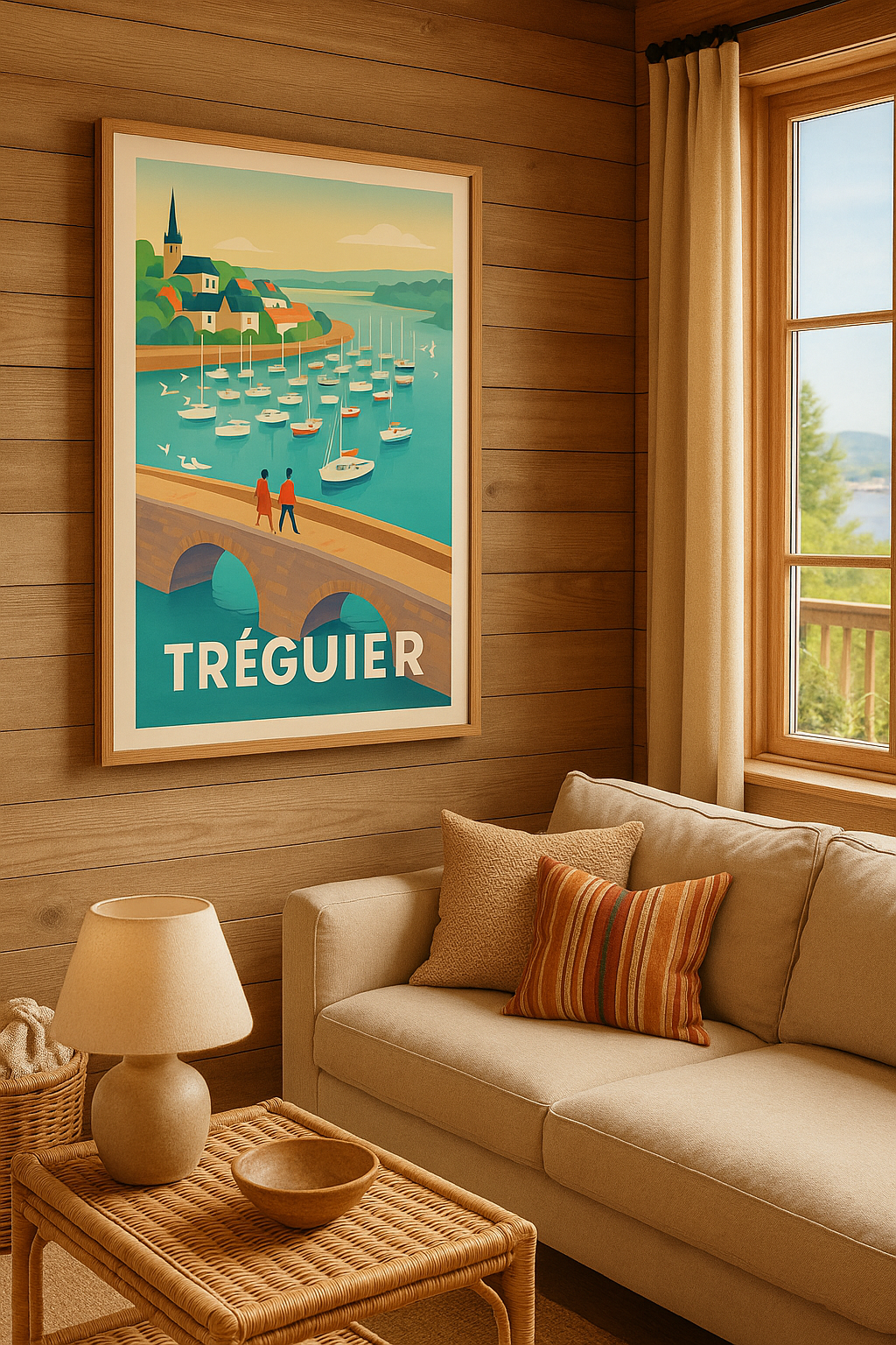 Côtes-d'Armor France Affiche de Tréguier - Charme et sérénité au bord de l'eau