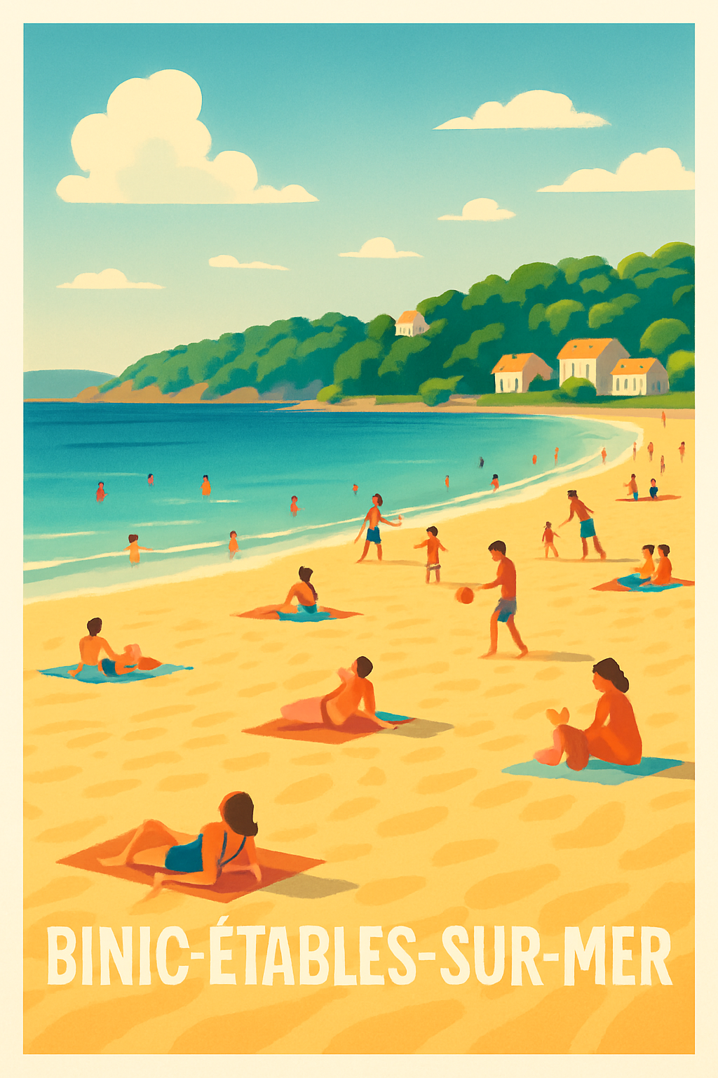 Affiche Binic-Étables-sur-Mer — Plages ensoleillées et détente bretonne · poster d'art de Binic-Étables-sur-Mer