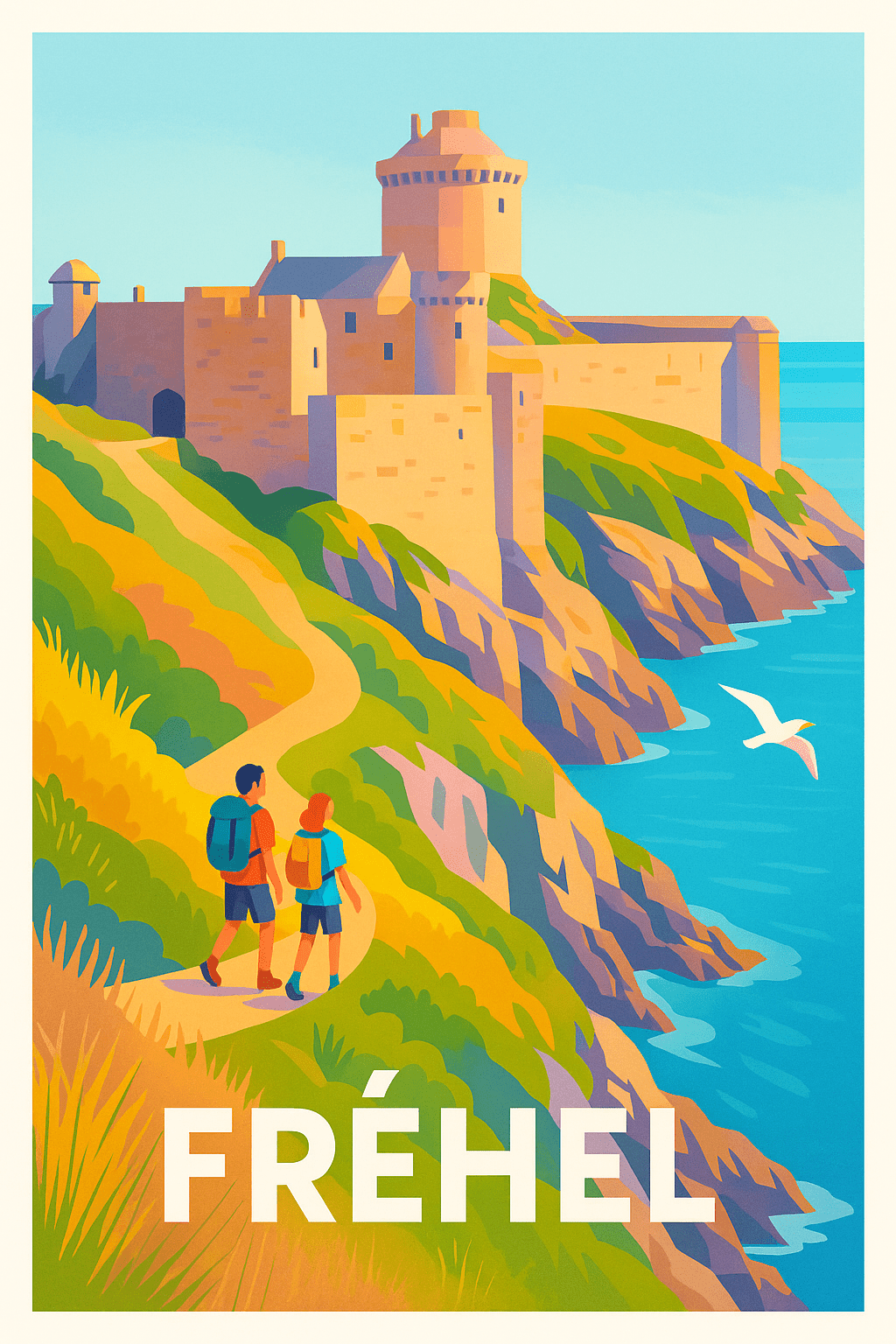 Côtes-d'Armor France Pas de Cadre / 20 × 30cm Affiche de Fréhel - Escapade entre mer et château