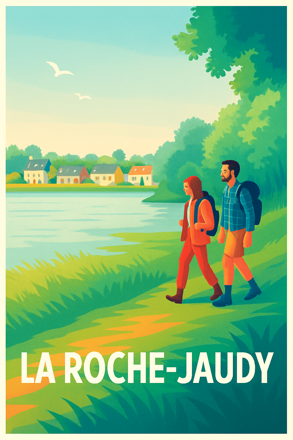 Affiche La Roche-Jaudy — Promenade au bord de l'eau · poster d'art de La Roche-Jaudy