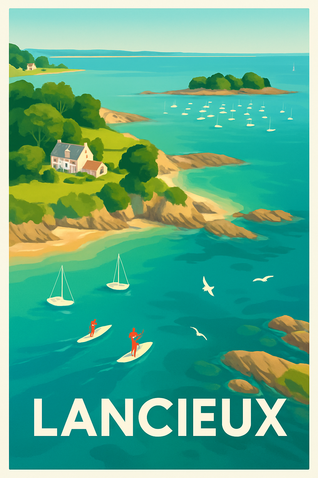 Côtes-d'Armor France Pas de Cadre / 20 × 30cm Affiche de Lancieux - L'escapade côtière paisible