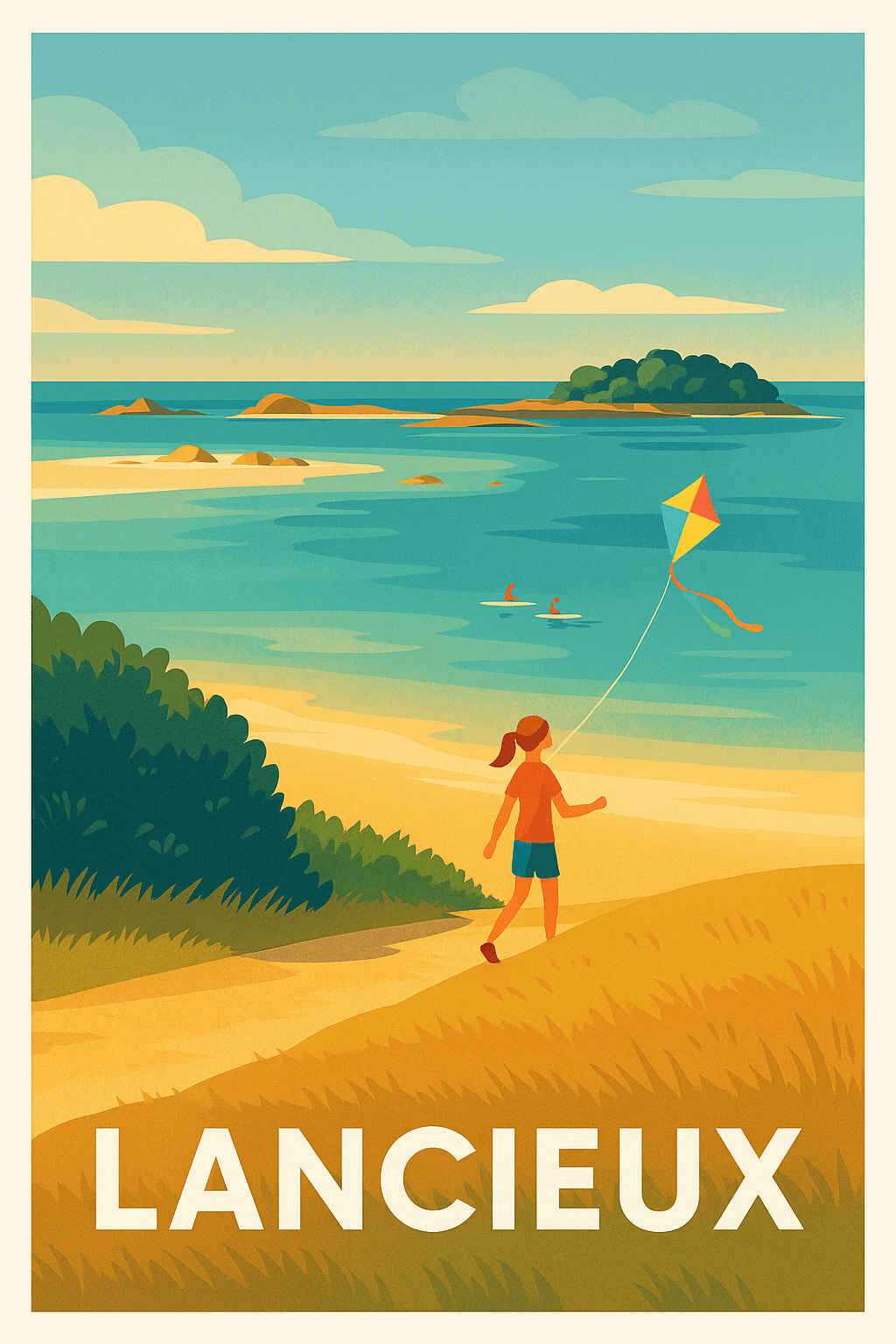 Côtes-d'Armor France Pas de Cadre / 20 × 30cm Affiche de Lancieux - Sérénité et liberté au bord de la mer