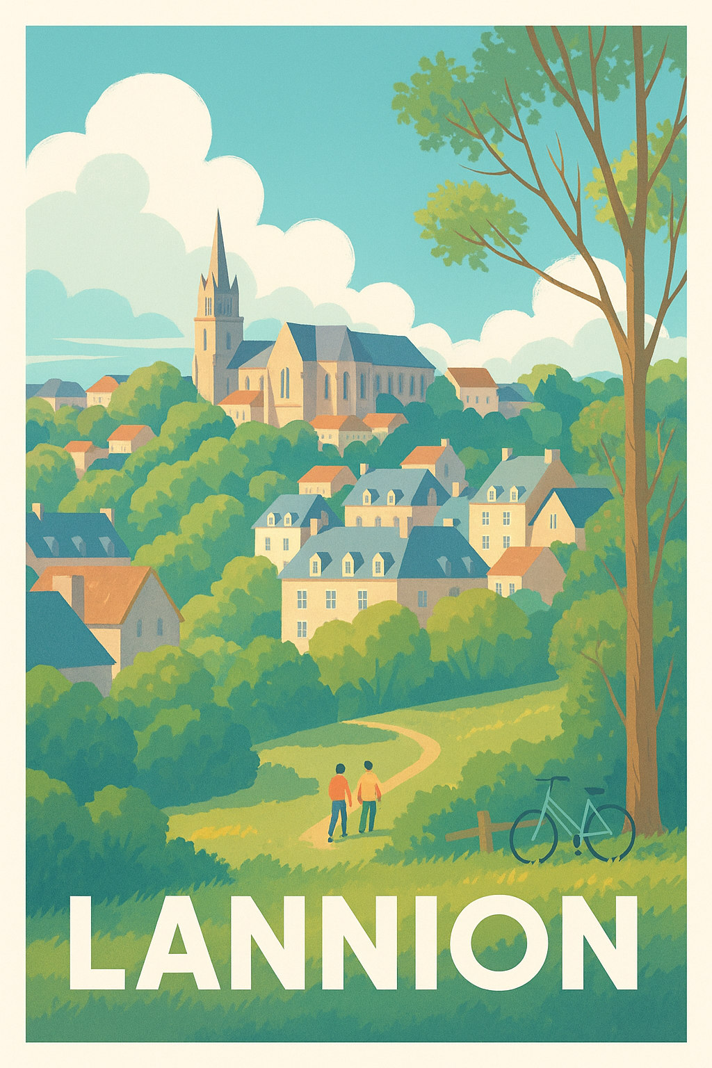 Côtes-d'Armor France Pas de Cadre / 20 × 30cm Affiche de Lannion - Douceur et sérénité en bord de campagne