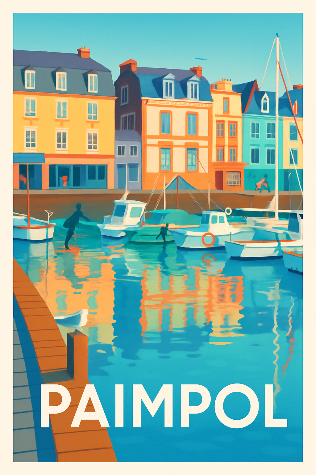 Côtes-d'Armor France Pas de Cadre / 20 × 30cm Affiche de Paimpol - Charme et couleurs du port breton