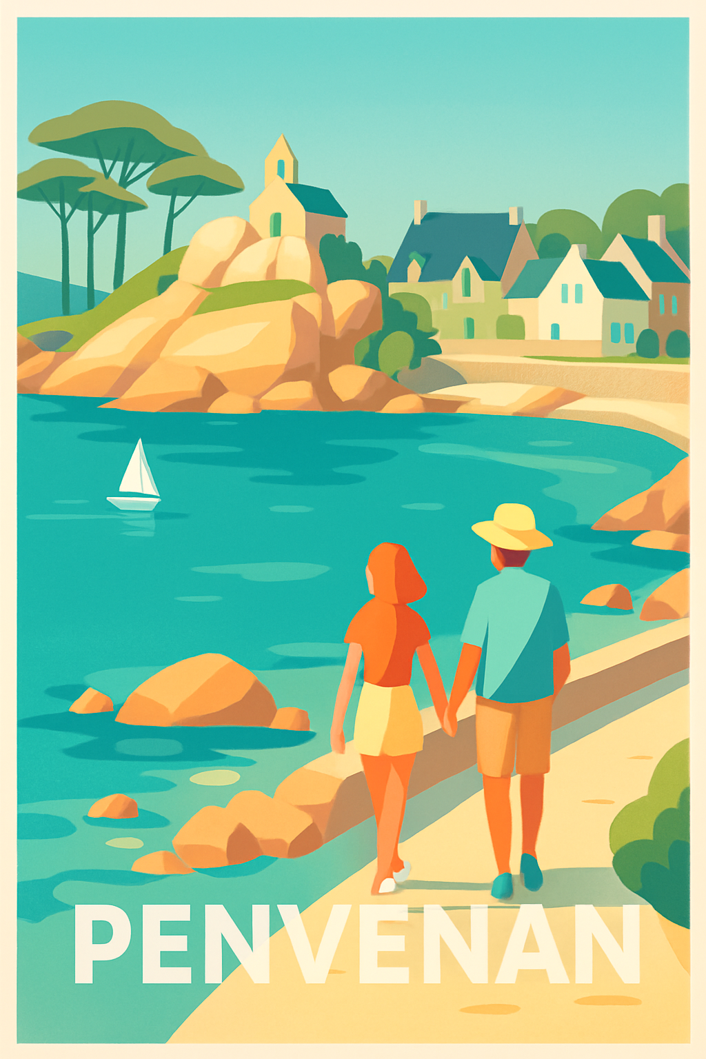 Affiche Penvenan — Balade romantique au bord de l'eau · poster d'art de Penvenan