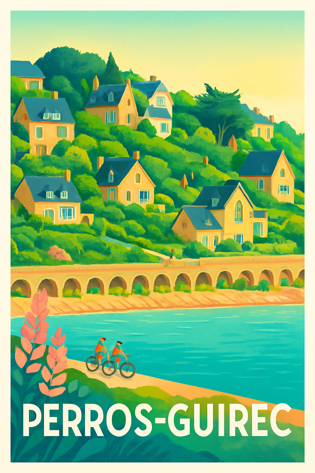 Côtes-d'Armor France Pas de Cadre / 20 × 30cm Affiche de Perros-Guirec - Charme éternel de la côte bretonne