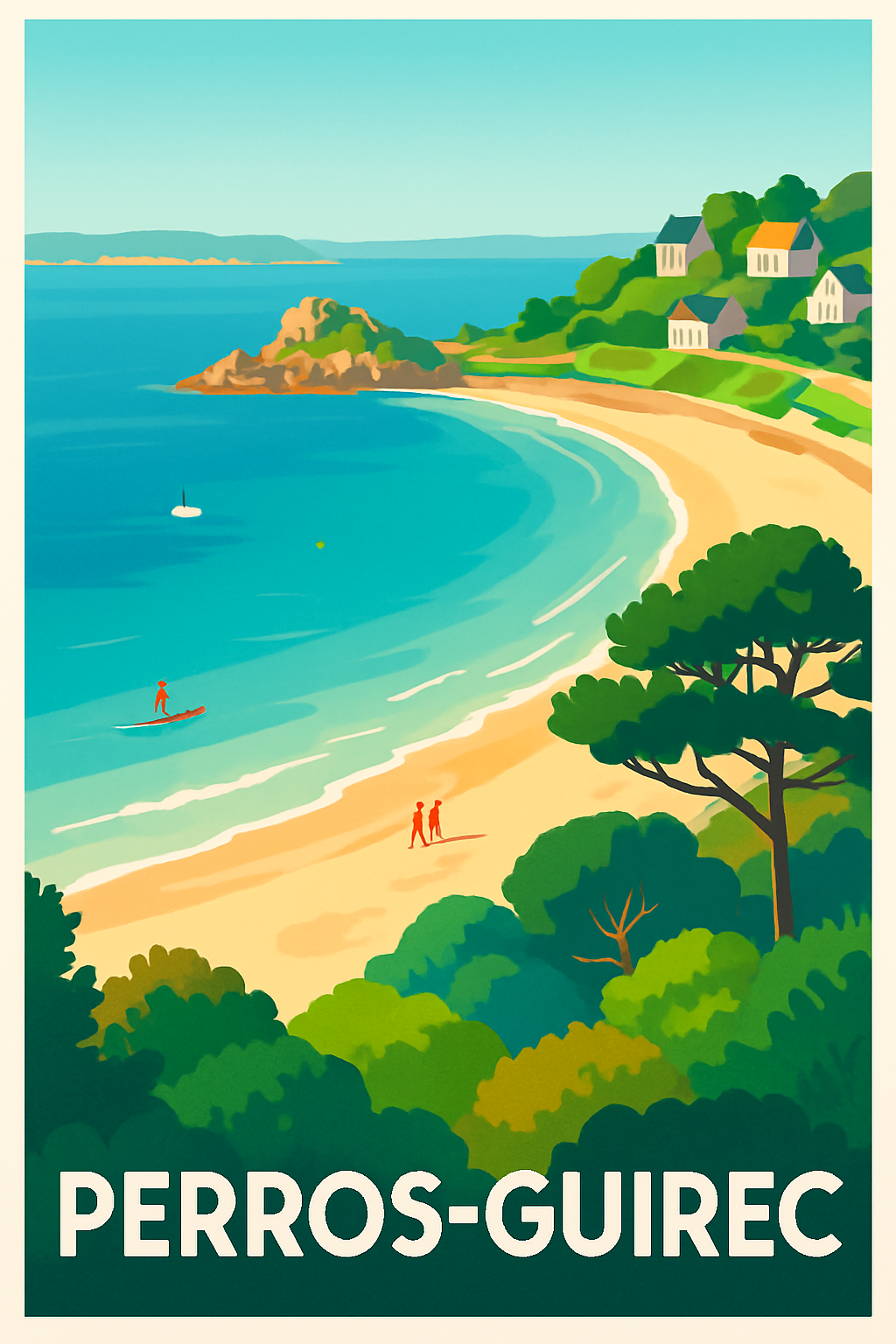 Côtes-d'Armor France Pas de Cadre / 20 × 30cm Affiche de Perros-Guirec - Escapade bretonne au bord de la mer
