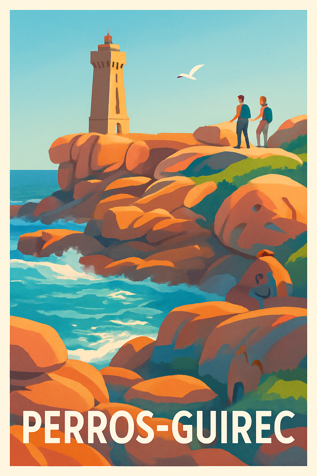 Côtes-d'Armor France Pas de Cadre / 20 × 30cm Affiche de Perros-Guirec - Escapade sur la Côte de Granit Rose