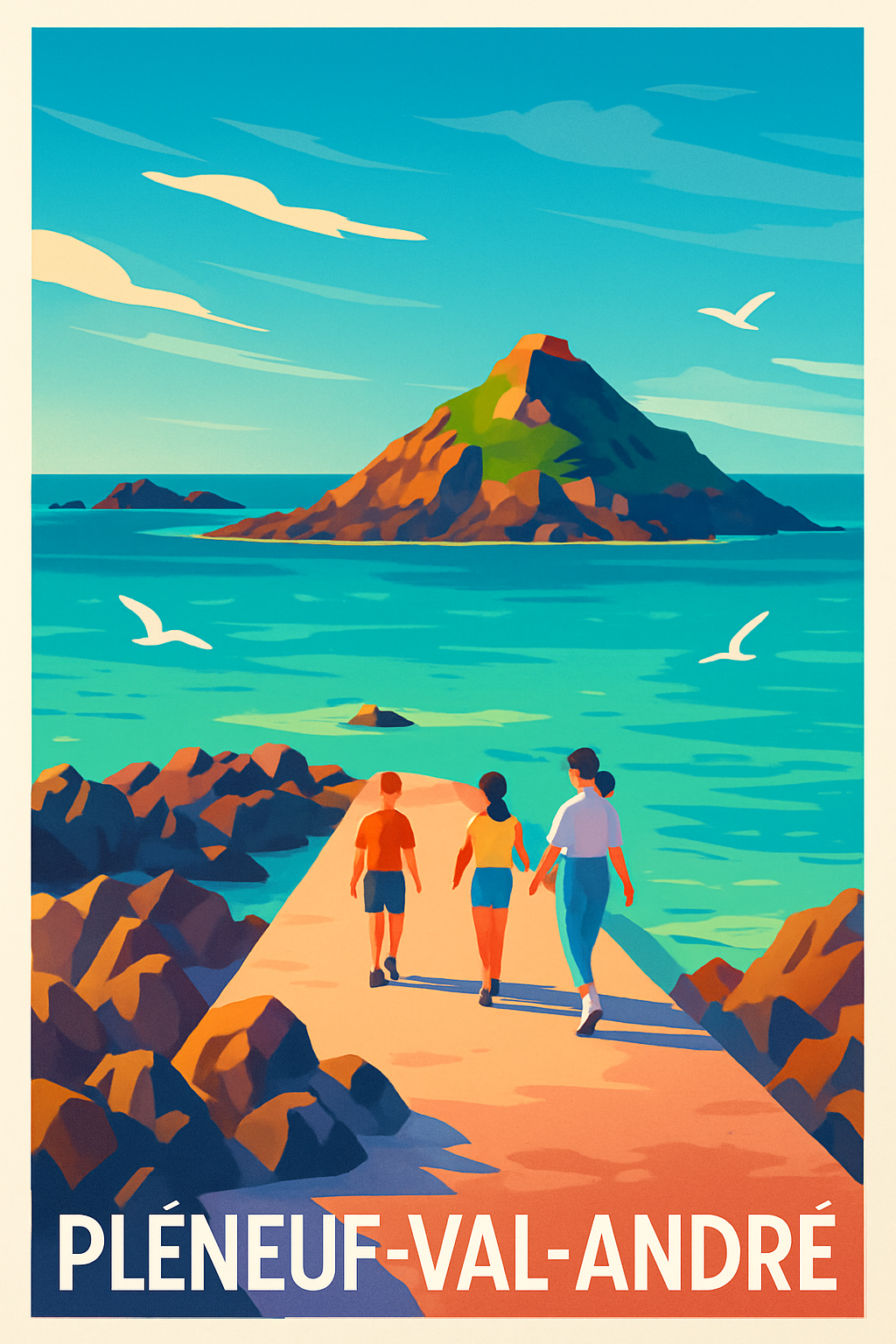 Côtes-d'Armor France Pas de Cadre / 20 × 30cm Affiche de Pléneuf-Val-André - Évasion en bord de mer