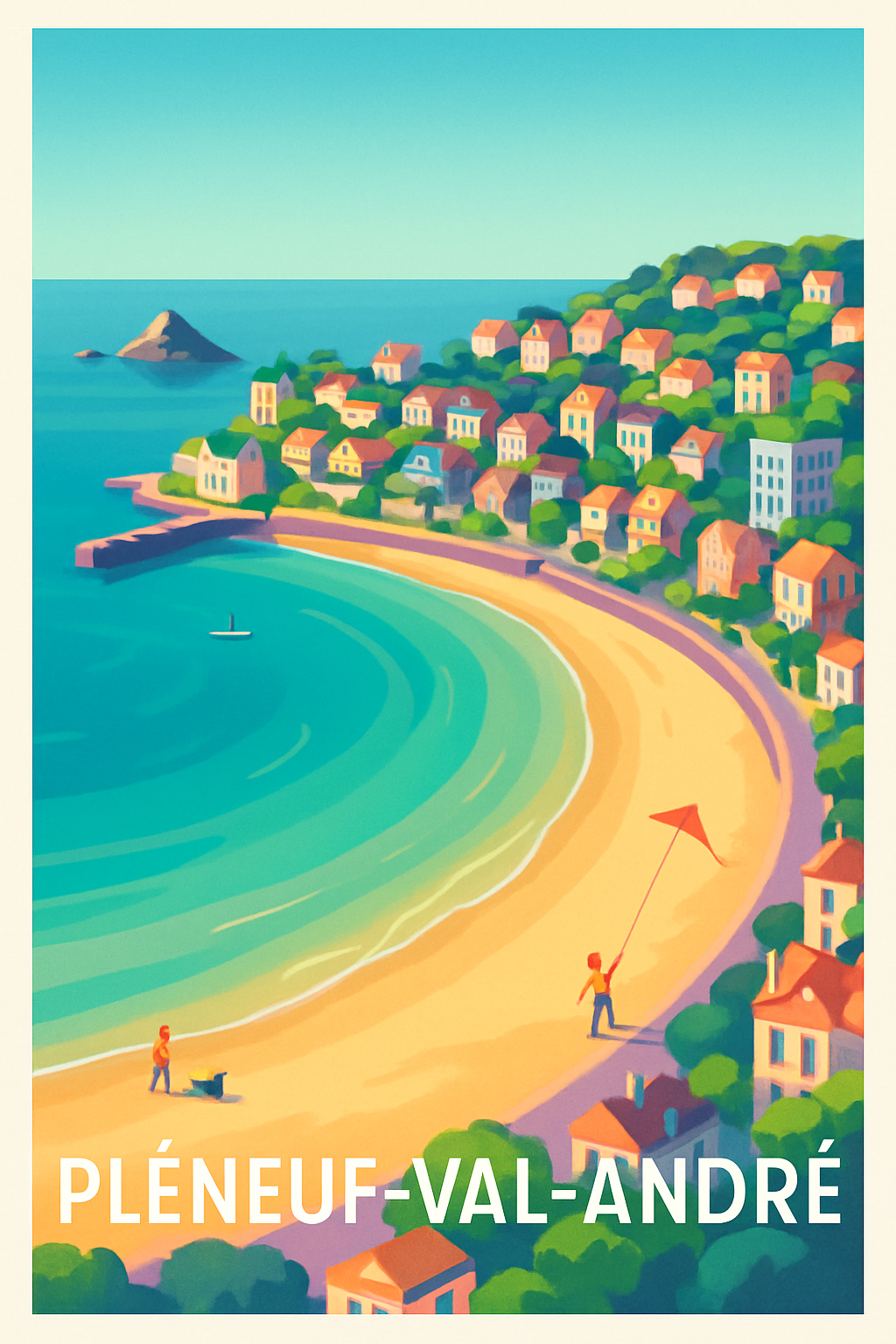 Côtes-d'Armor France Pas de Cadre / 20 × 30cm Affiche de Pléneuf-Val-André - Évasion et douceur en bord de mer