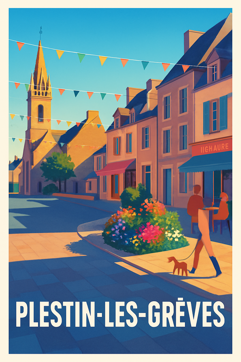 Affiche Plestin-les-Grèves — Charme breton au fil des rues · poster d'art de Plestin-les-Grèves