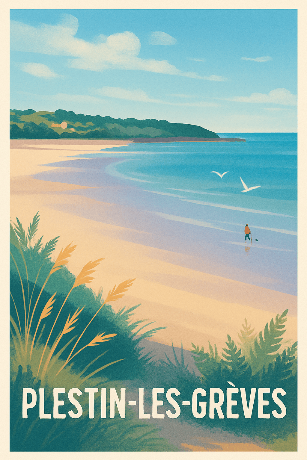 Côtes-d'Armor France Pas de Cadre / 20 × 30cm Affiche de Plestin-les-Grèves - Sérénité et douceur bretonne