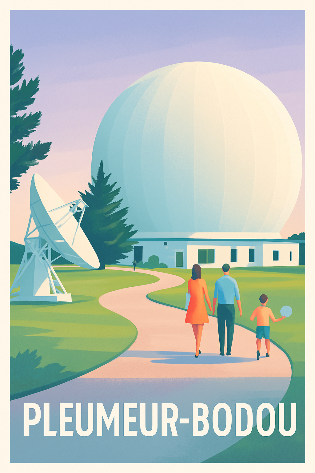 Affiche Pleumeur-Bodou — Voyage au cœur des ondes · poster d'art de Pleumeur-Bodou