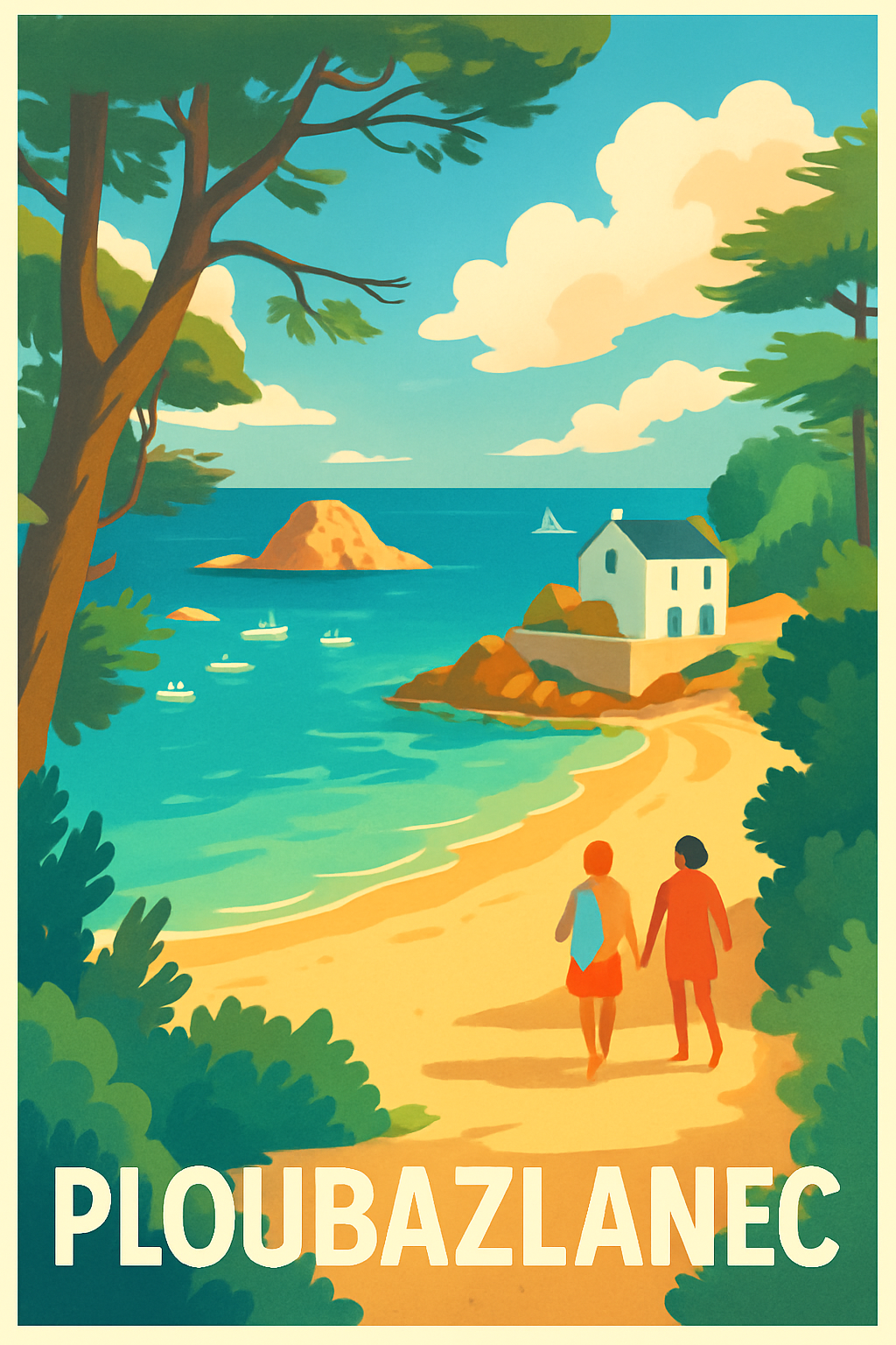 Côtes-d'Armor France Pas de Cadre / 20 × 30cm Affiche de Ploubazlanec - Évasion côtière et douceur bretonne