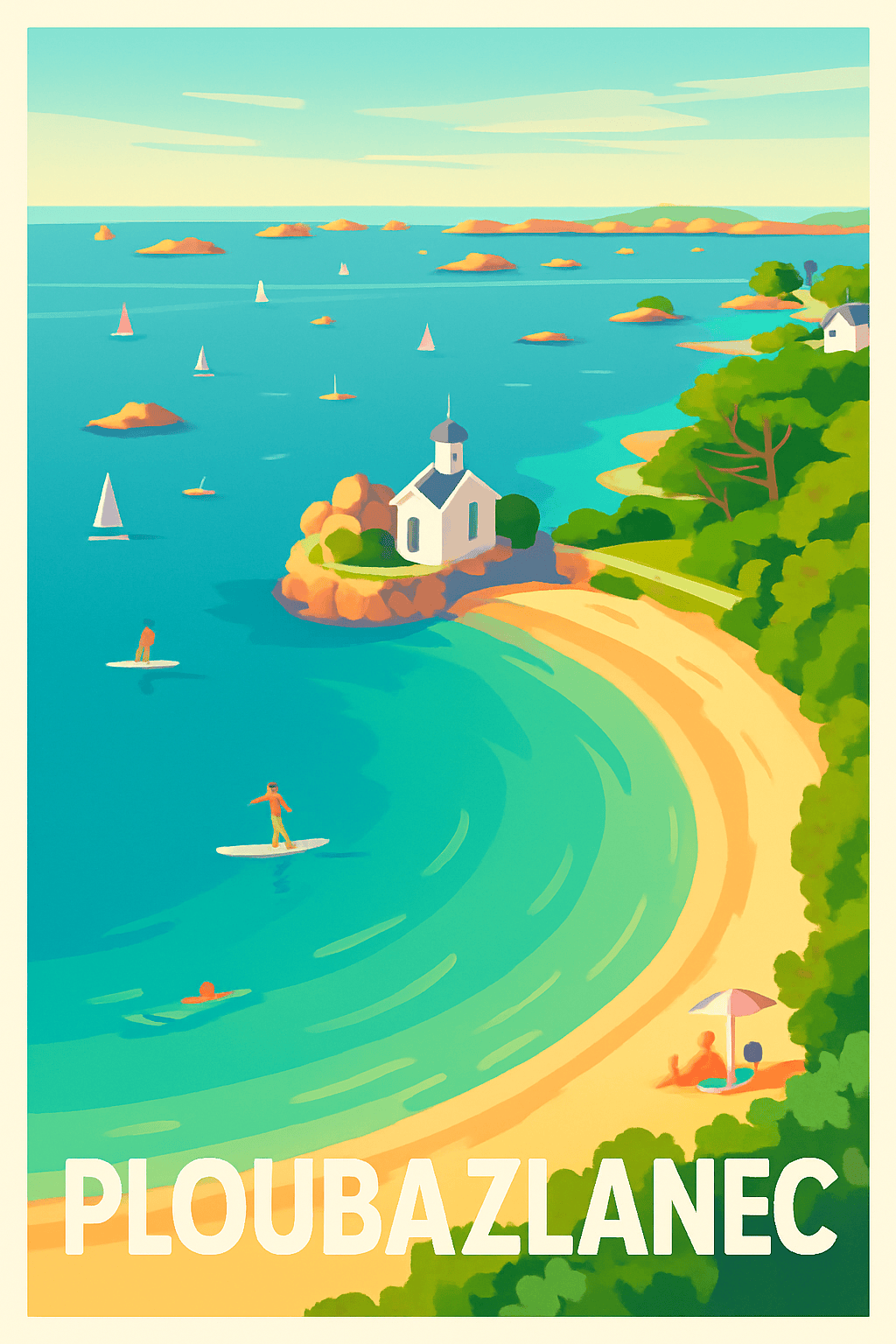 Côtes-d'Armor France Pas de Cadre / 20 × 30cm Affiche de Ploubazlanec - Évasion et douceur bretonne