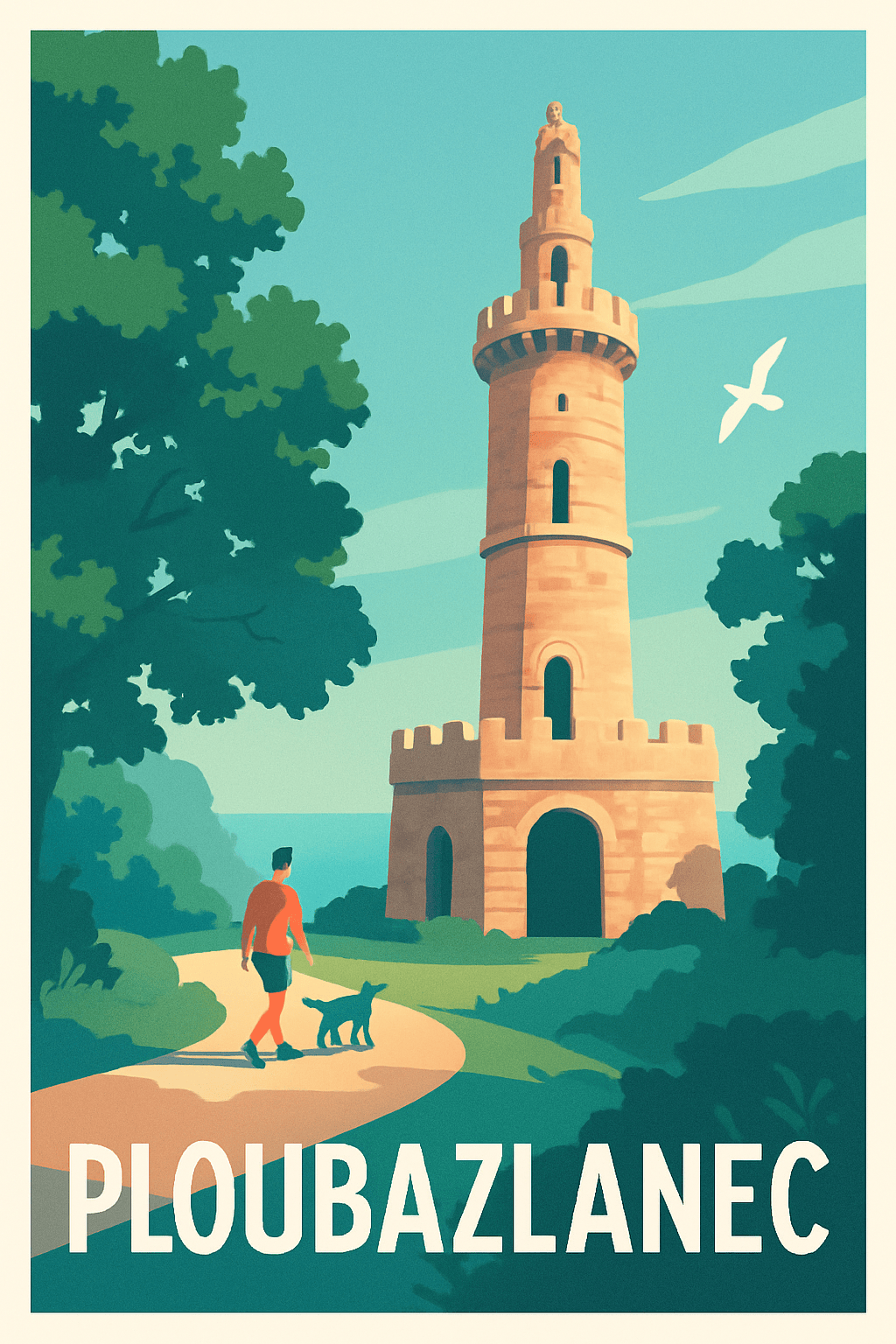 Côtes-d'Armor France Pas de Cadre / 20 × 30cm Affiche de Ploubazlanec - Promenade au phare emblématique