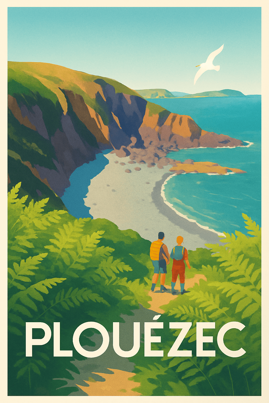 Côtes-d'Armor France Pas de Cadre / 20 × 30cm Affiche de Plouézec - Évasion et nature en Bretagne