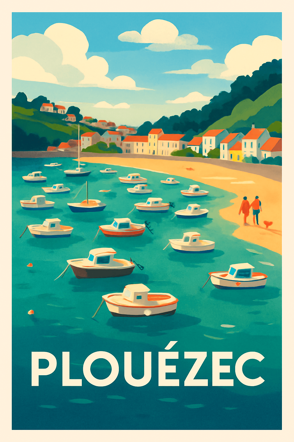 Côtes-d'Armor France Pas de Cadre / 20 × 30cm Affiche de Plouézec - Le charme paisible de la côte bretonne