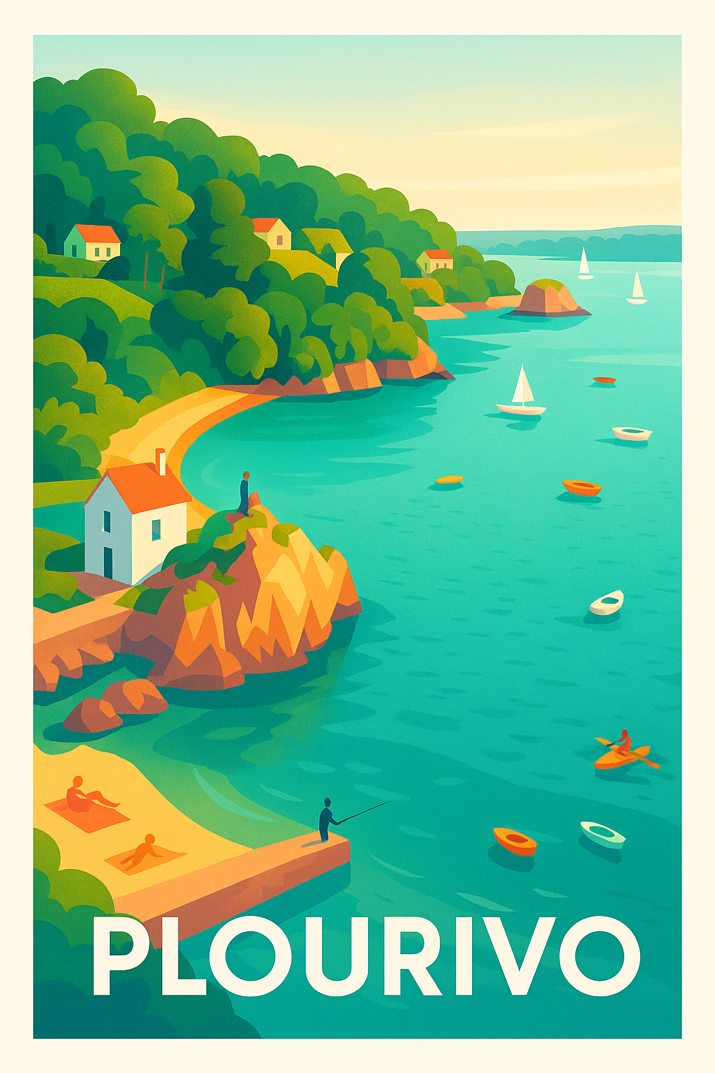 Côtes-d'Armor France Pas de Cadre / 20 × 30cm Affiche de Plourivo - Évasion et calme côtier