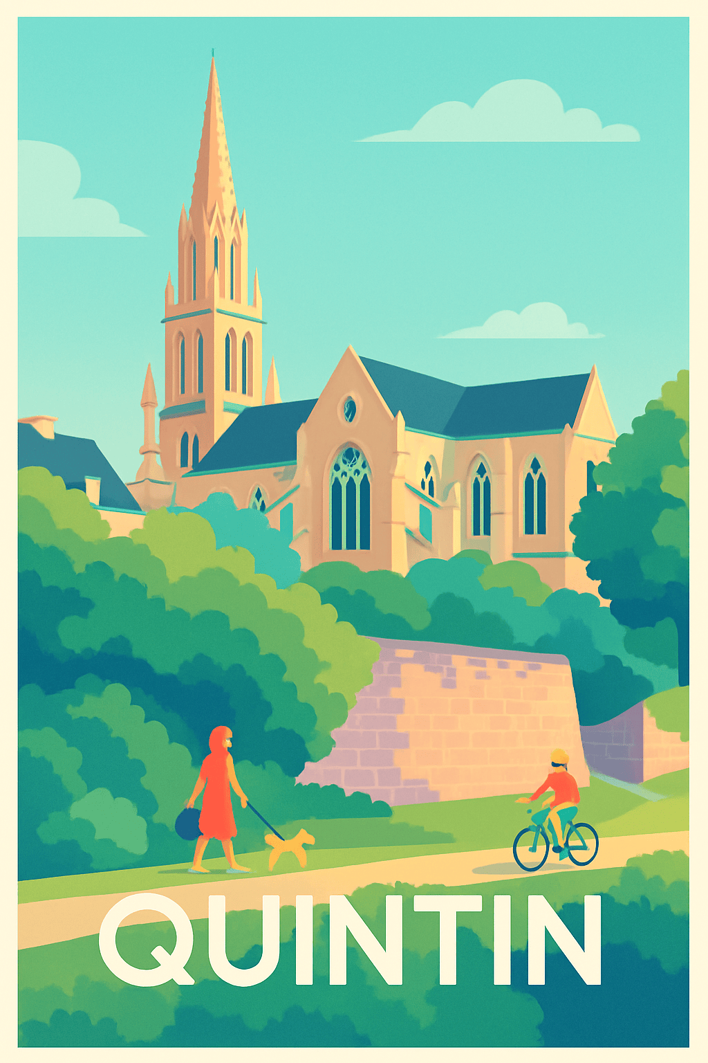 Affiche Quintin — Charme et sérénité à l'ombre de la vieille église · poster d'art de Quintin