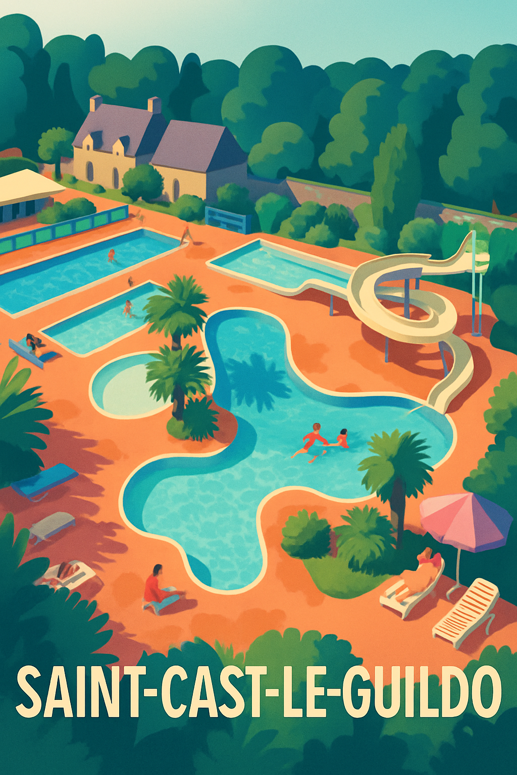 Affiche Saint-Cast-le-Guildo — Évasion estivale au bord de la piscine · poster d'art de Saint-Cast-le-Guildo