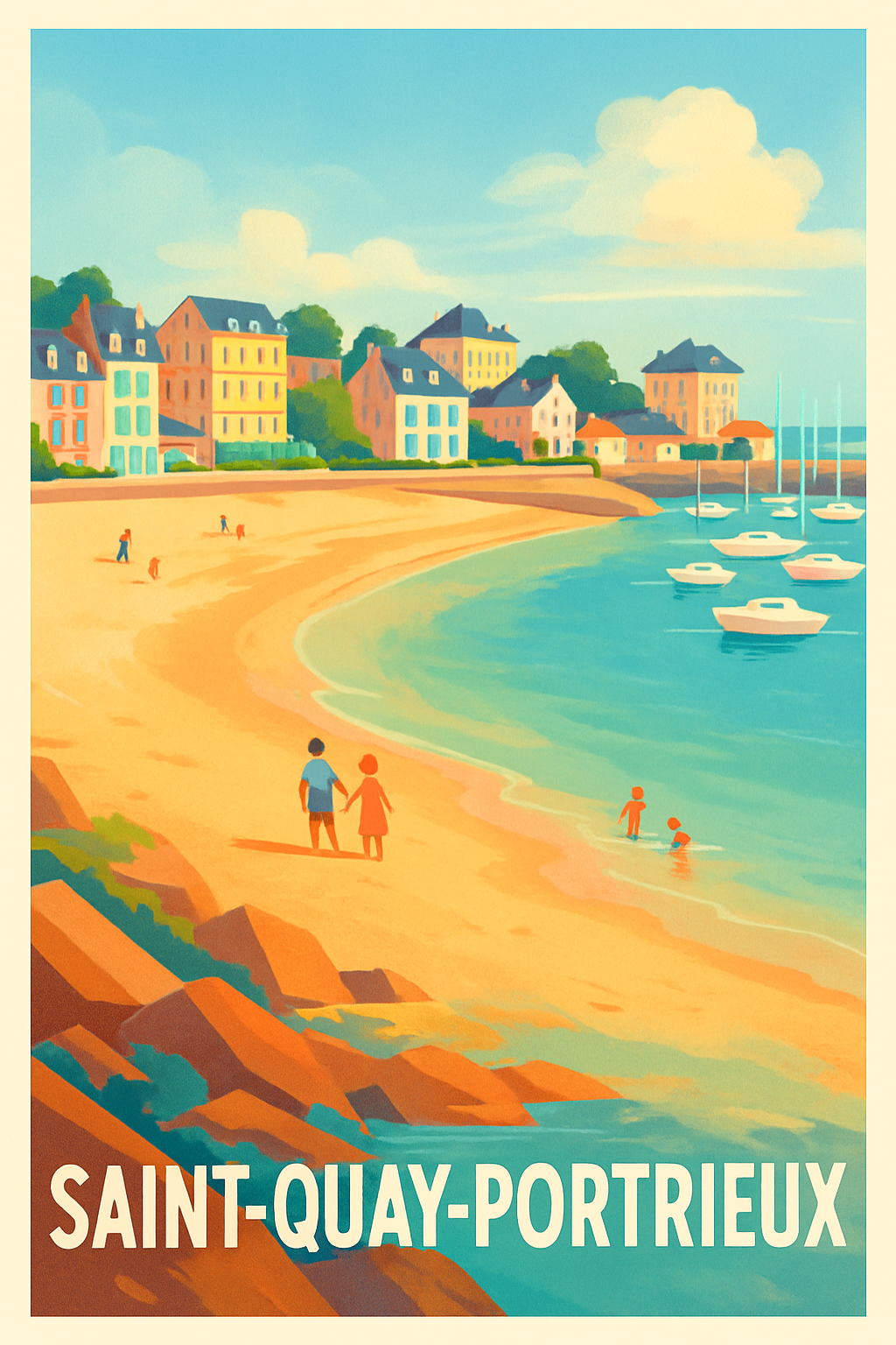 Côtes-d'Armor France Pas de Cadre / 20 × 30cm Affiche de Saint-Quay-Portrieux - Charme côtier et douceur de vivre