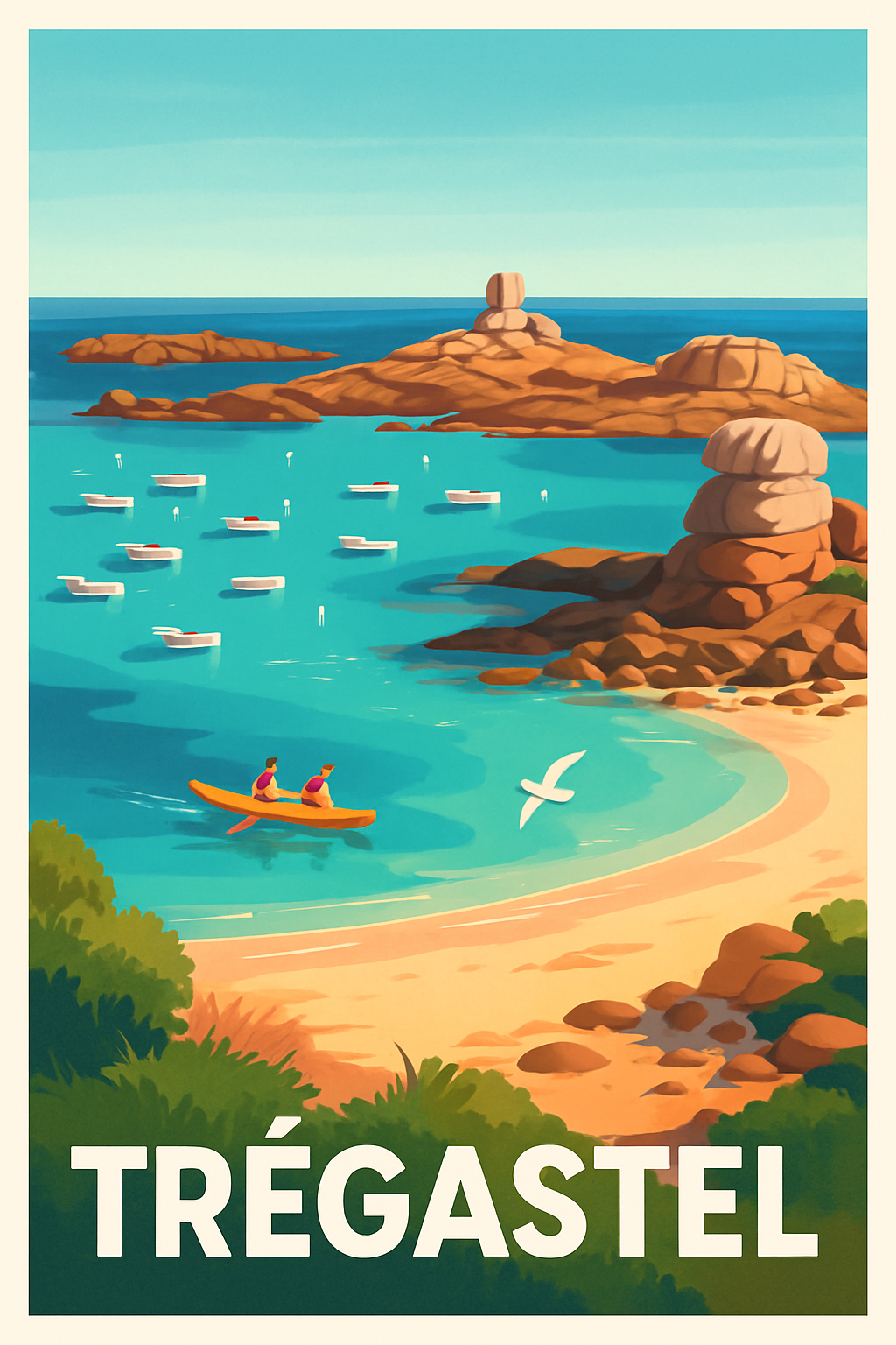 Côtes-d'Armor France Pas de Cadre / 20 × 30cm Affiche de Trégastel - Évasion sur la côte bretonne