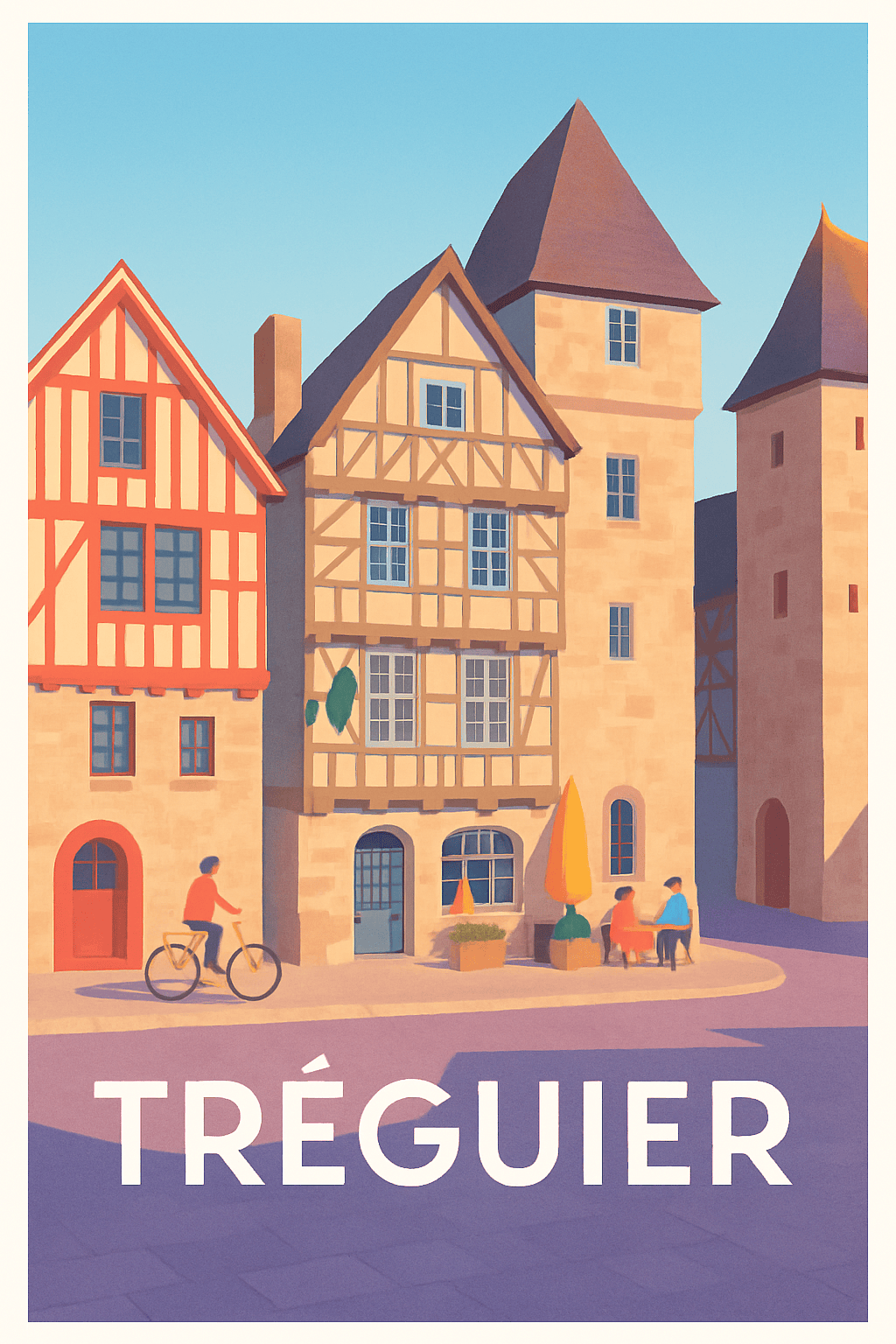 Côtes-d'Armor France Pas de Cadre / 20 × 30cm Affiche de Tréguier - Charme médiéval et douceur de vivre