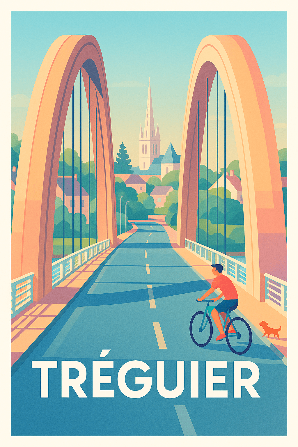 Côtes-d'Armor France Pas de Cadre / 20 × 30cm Affiche de Tréguier - Escapade en douceur sur le pont emblématique