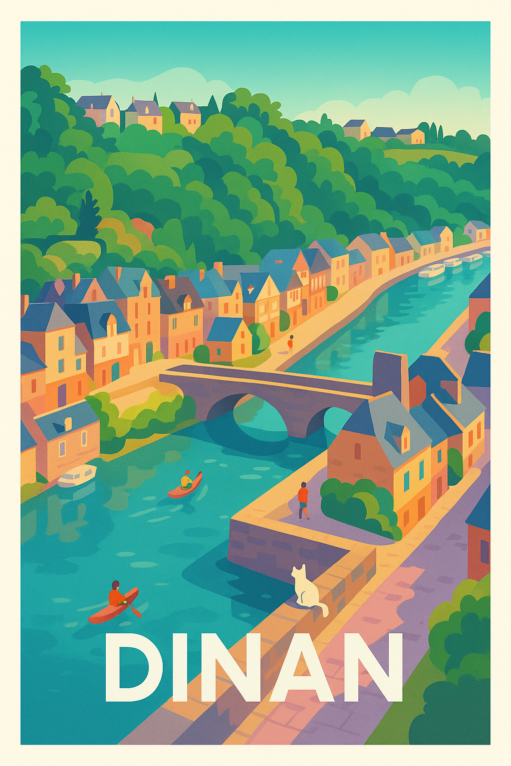 Côtes-d'Armor France Pas de Cadre / 20 × 30cm Affiche Dinan - Charme pittoresque de la cité bretonne