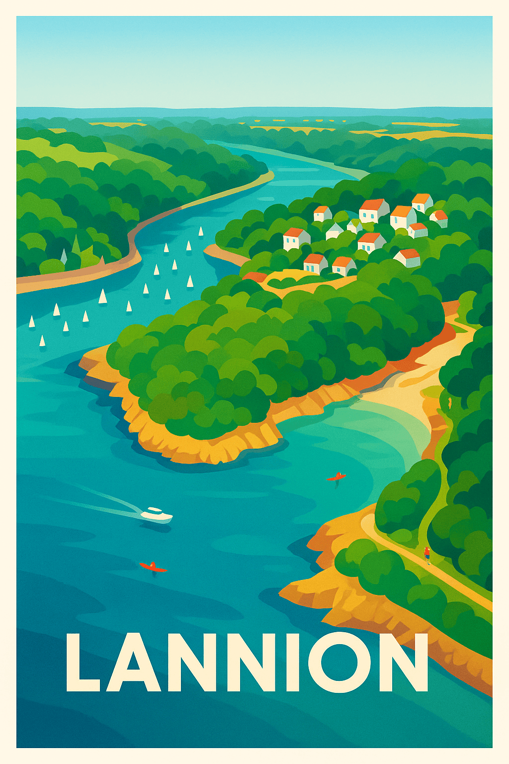 Côtes-d'Armor France Pas de Cadre / 20 × 30cm Affiche Lannion - Invitation à la Sérénité Brezhoneg