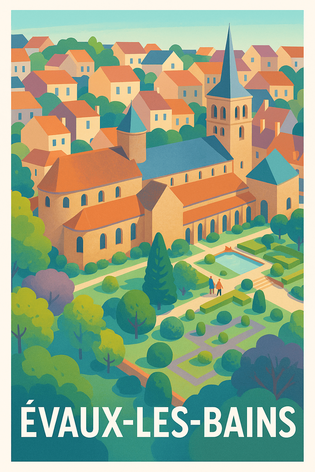 Affiche Évaux-les-Bains — Charme historique et nature apaisante · poster d'art de Évaux-les-Bains