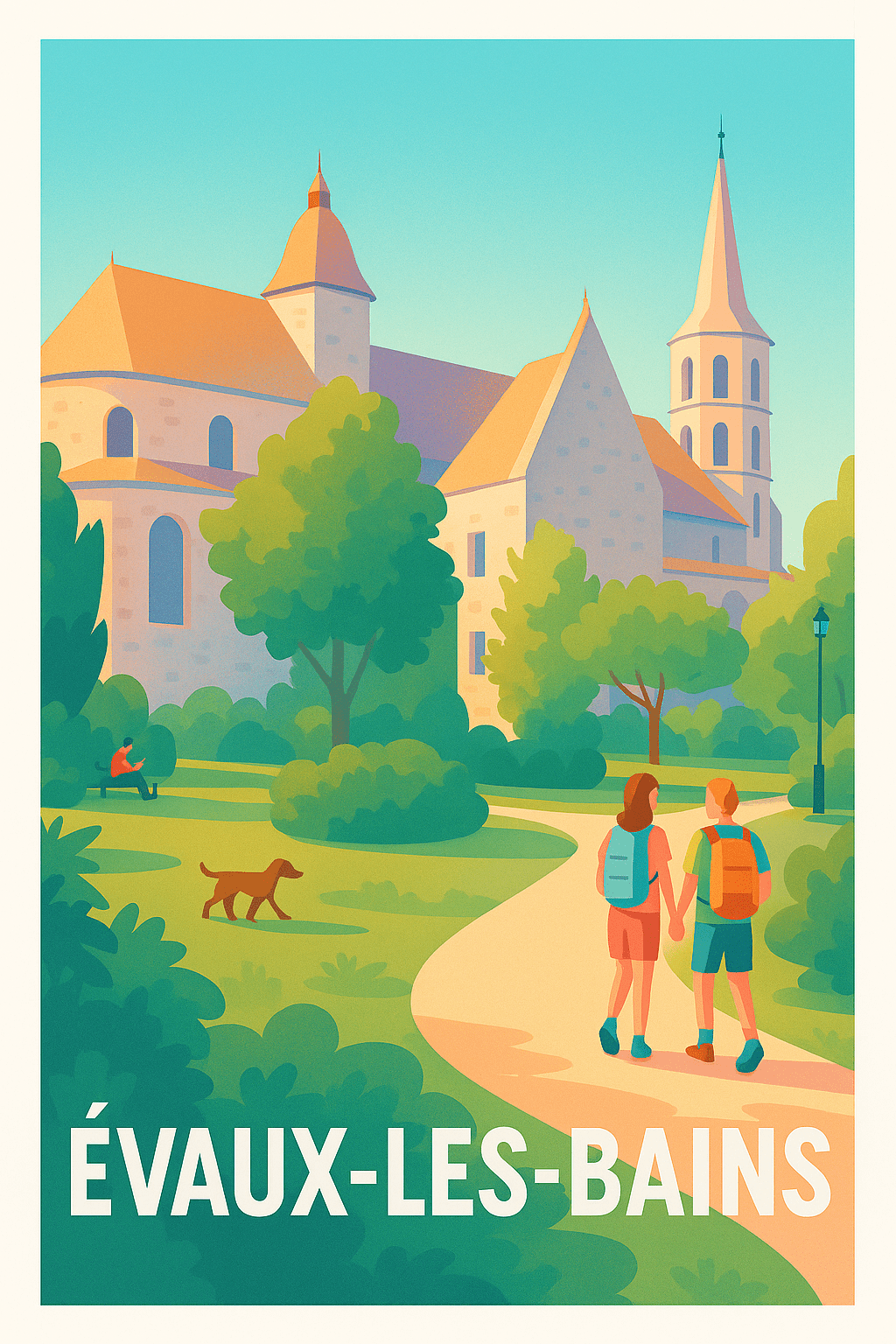 Affiche Évaux-les-Bains — Flânerie et Sérénité au Cœur de la Nature · poster d'art de Évaux-les-Bains