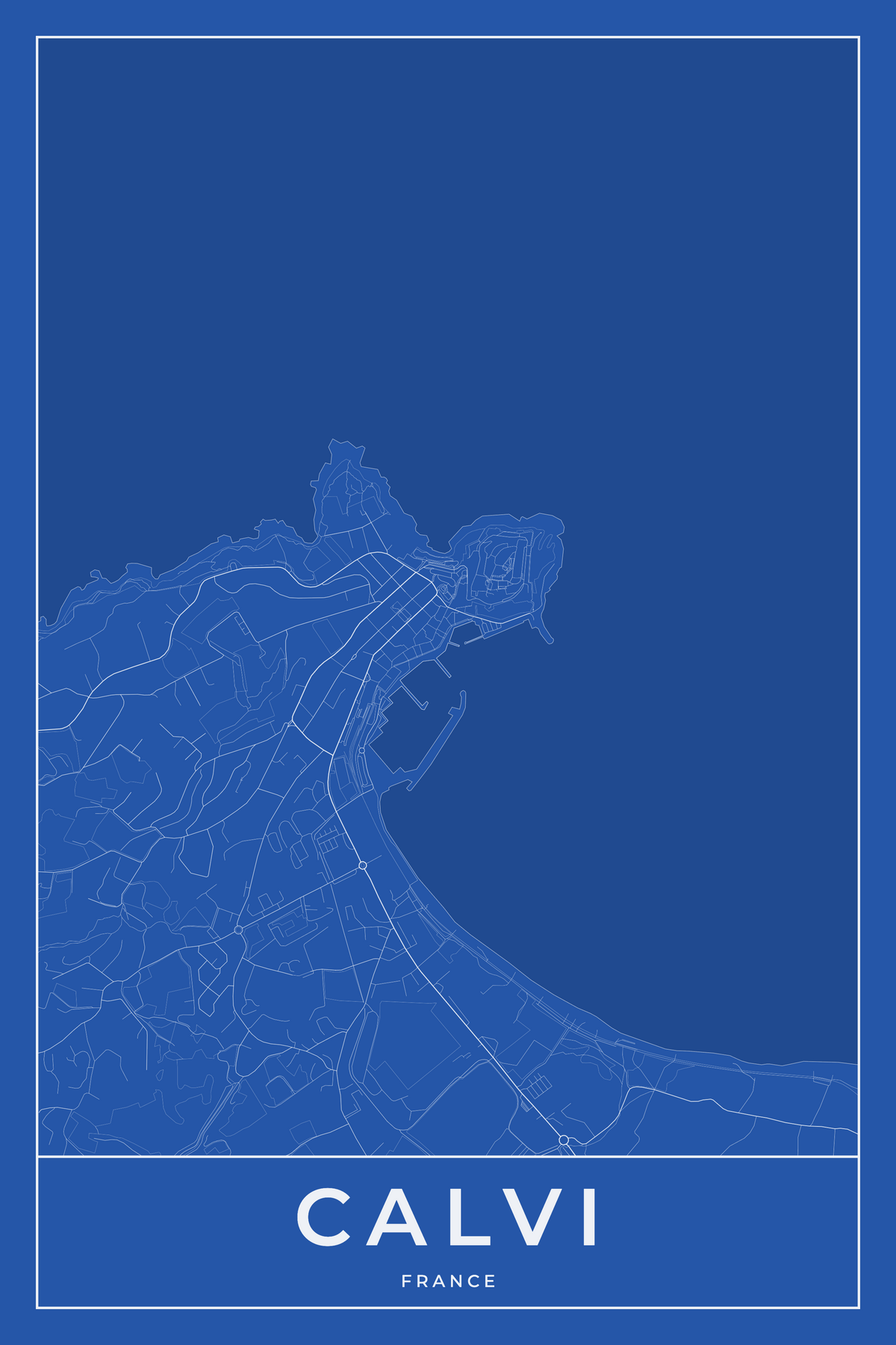 Carte de Calvi bleue - Affiche personnalisée