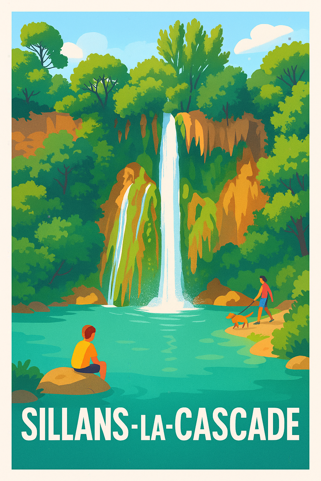 Affiche Sillans-la-Cascade — Tranquillité au pied de la cascade · poster d'art de Sillans-la-Cascade
