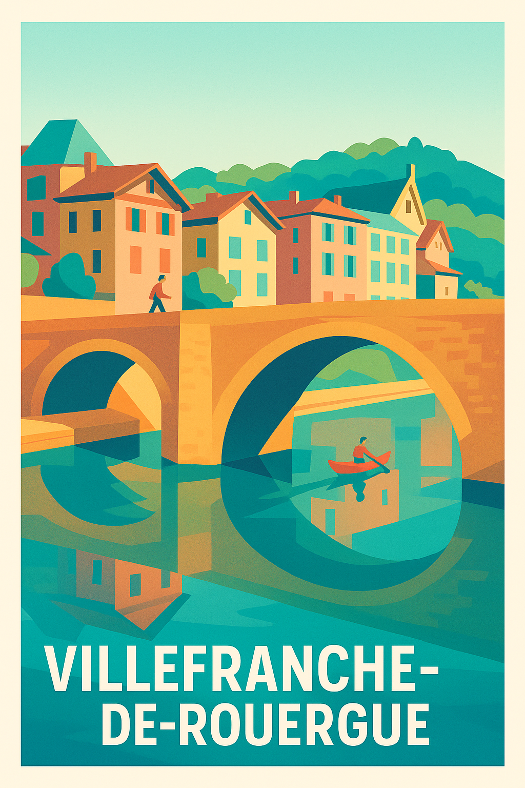 Affiche Villefranche-de-Rouergue — Charme pittoresque et sérénité · poster d'art de Villefranche-de-Rouergue