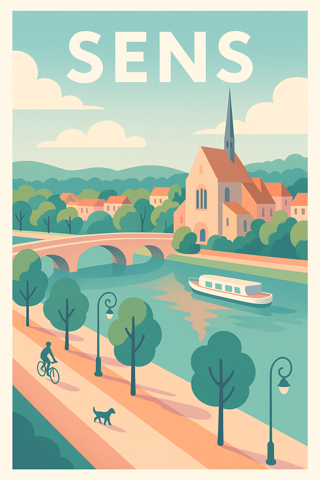 Affiche de Sens - Charme et sérénité au bord de l'eau