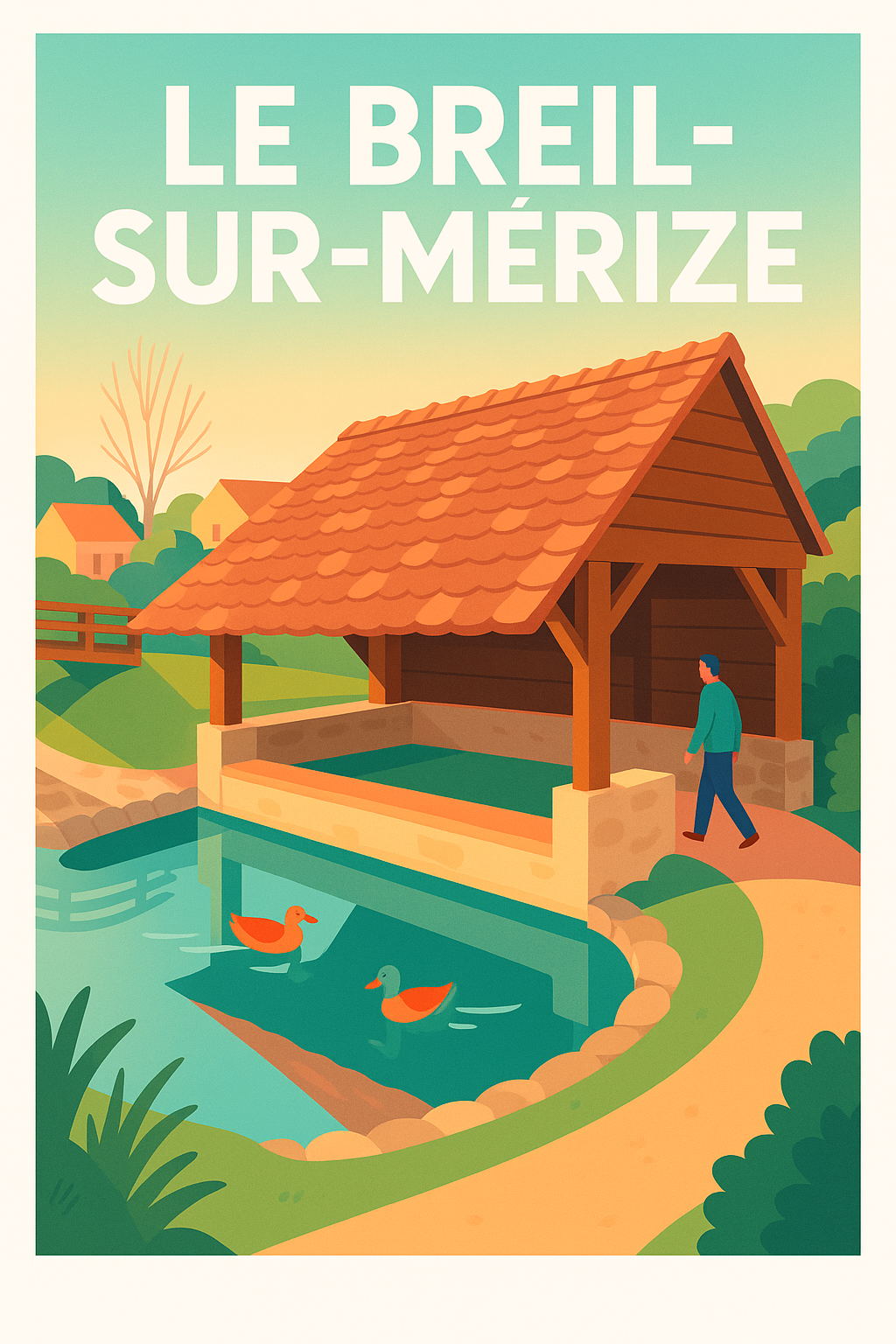 Affiche de Le Breil-sur-Mérize - Lavoirs et nature apaisante