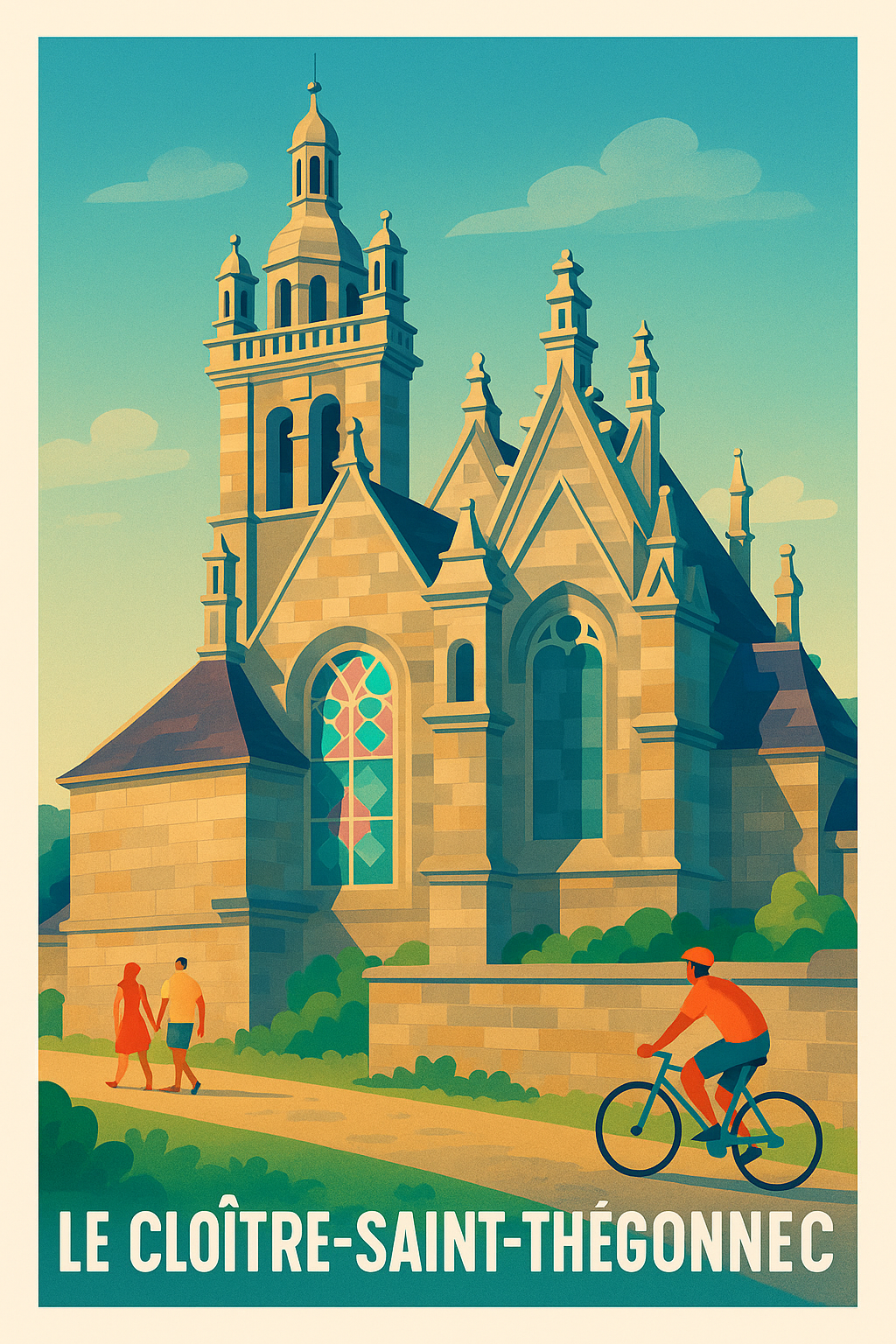 Affiche Le Cloître-Saint-Thégonnec — Voyage au cœur d'une architecture bretonne emblématique · poster d'art de Le Cloître-Saint-Thégonnec