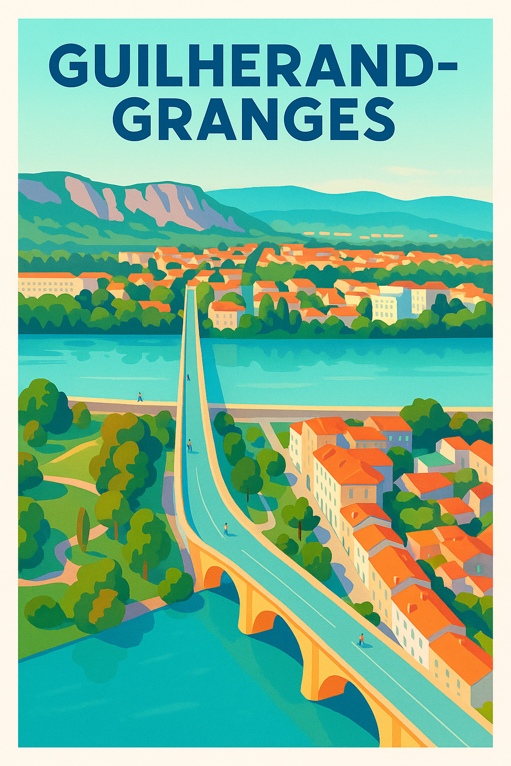 Affiche de Guilherand-Granges - Vue panoramique lumineuse