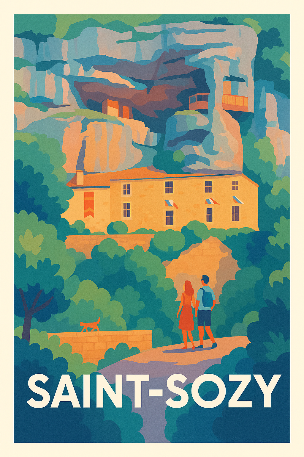 Affiche Saint-Sozy — Entre nature et histoire · poster d'art de Saint-Sozy
