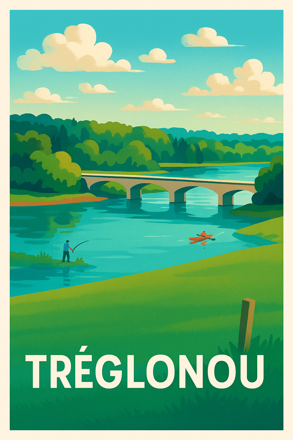 Affiche Tréglonou — Sérénité et Nature au Fil de l'Eau · poster d'art de Tréglonou